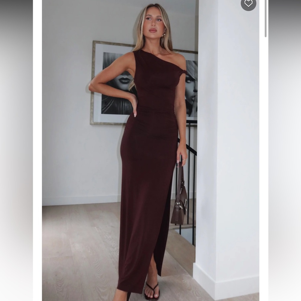 Little Bit Dramatic Maxi Dress Dark Chocolate white fox boutique